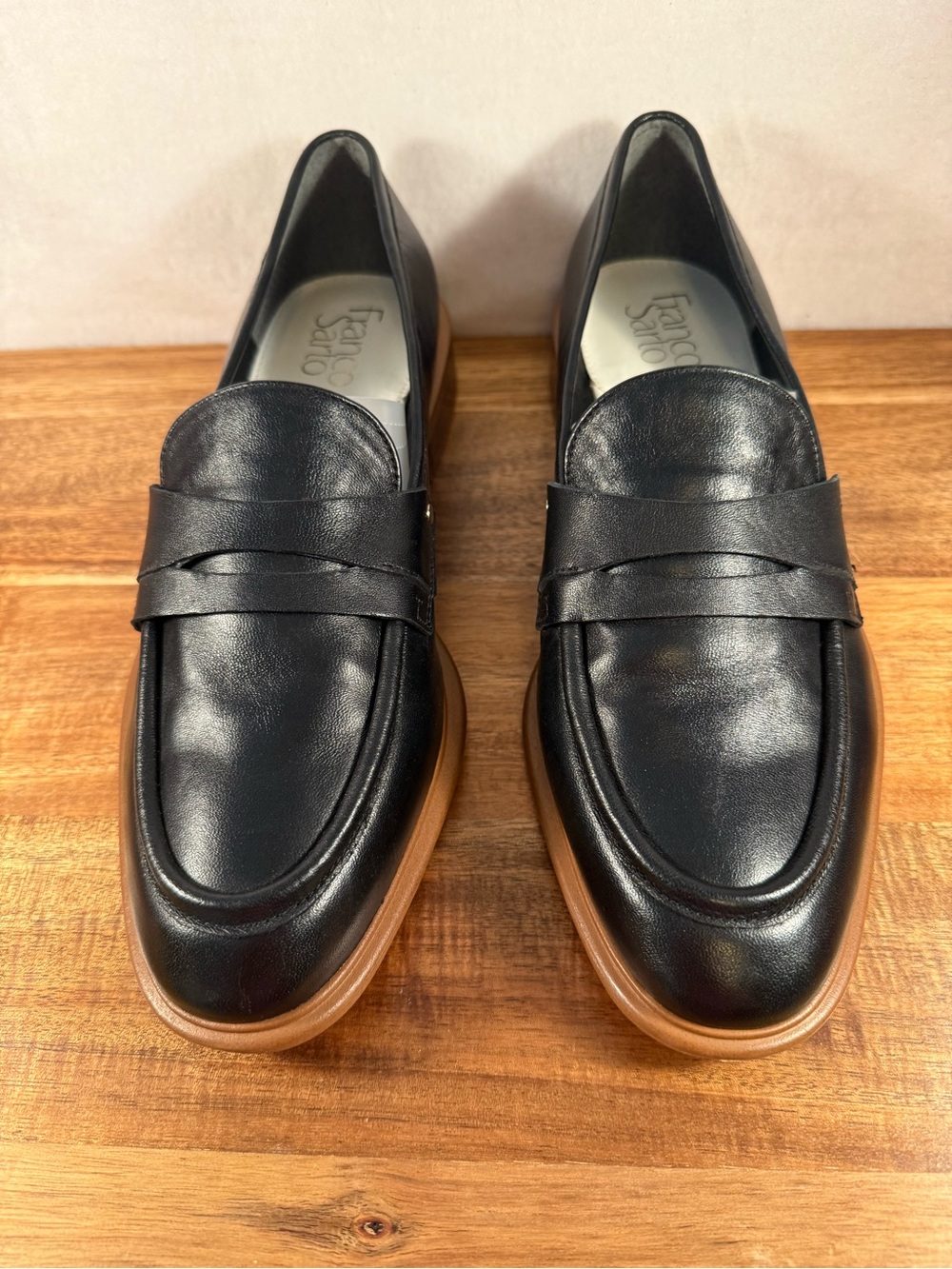 Franco Sarto Black Leather Penny Loafers Size 9 NWT